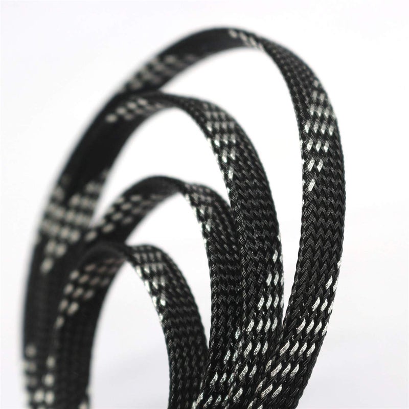 CBAZY 30ft PET Expandable Sleeving Wire Cable Sleeve (2/5", Silver&Black) - Image 1